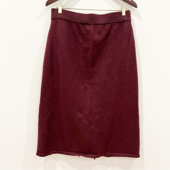 Talbots Ribbed Knit Pull On Midi Skirt Womens Medium Maroon Burgundy Stretch - Picture 1 of 10